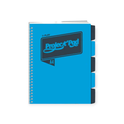 Picture of A4 PROJECT PAD SPIRAL NOTEBOOK BLUE/BLACK W/5 DIVIDERS 100PG